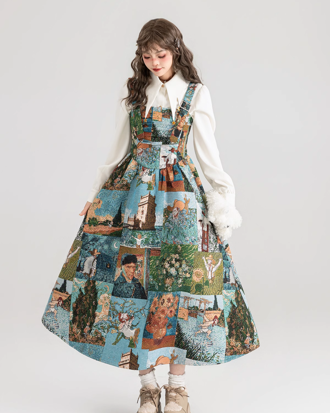 Retro Painting Flare Dress KIK0001