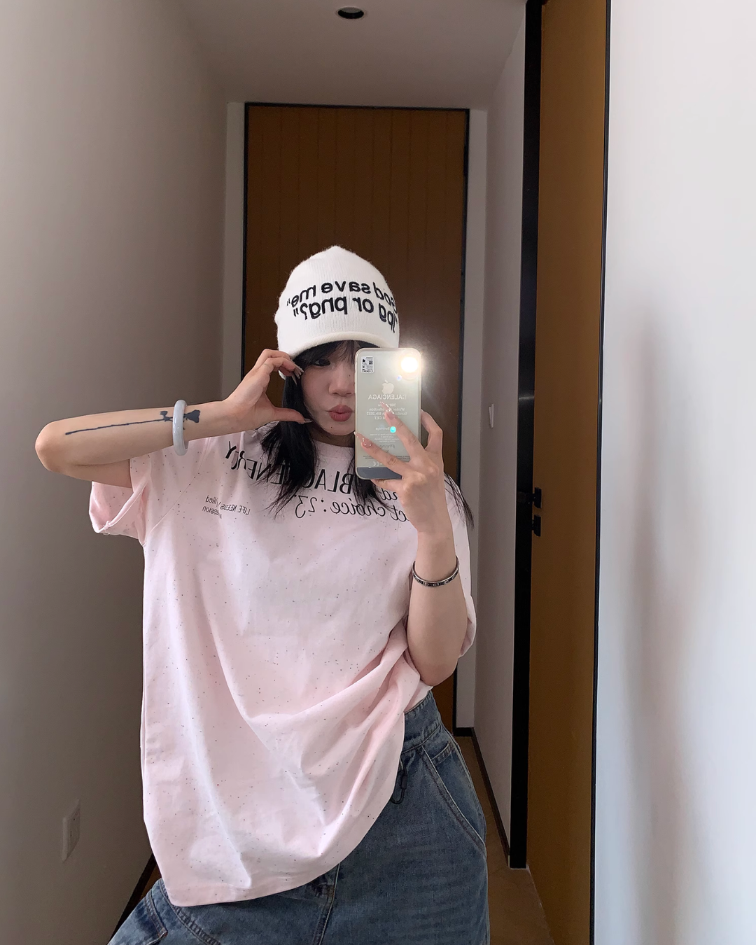 Dot Fabric Print Short Sleeve T-Shirt YLS0838
