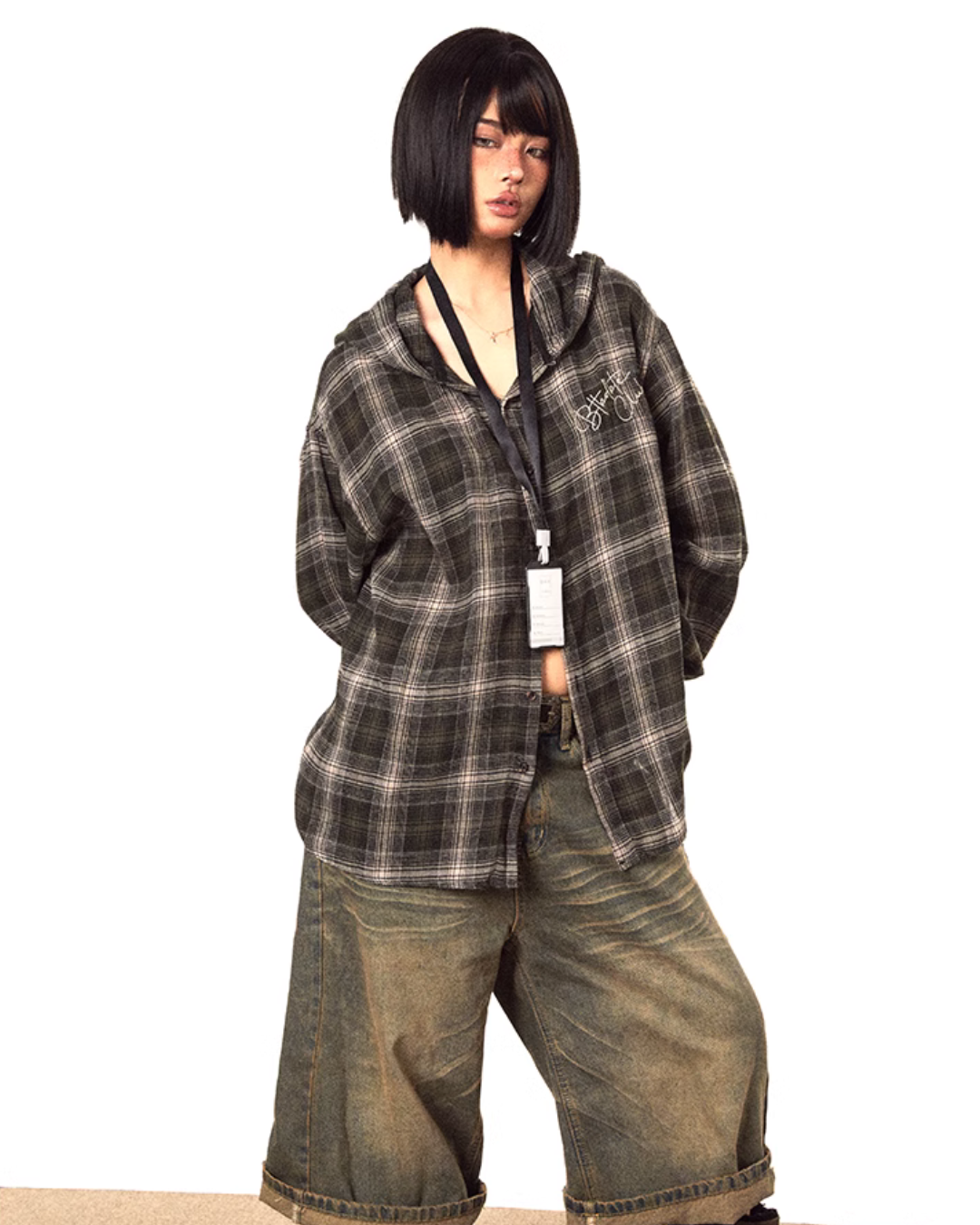 Plaid Hood Shirt Jacket BLB0028