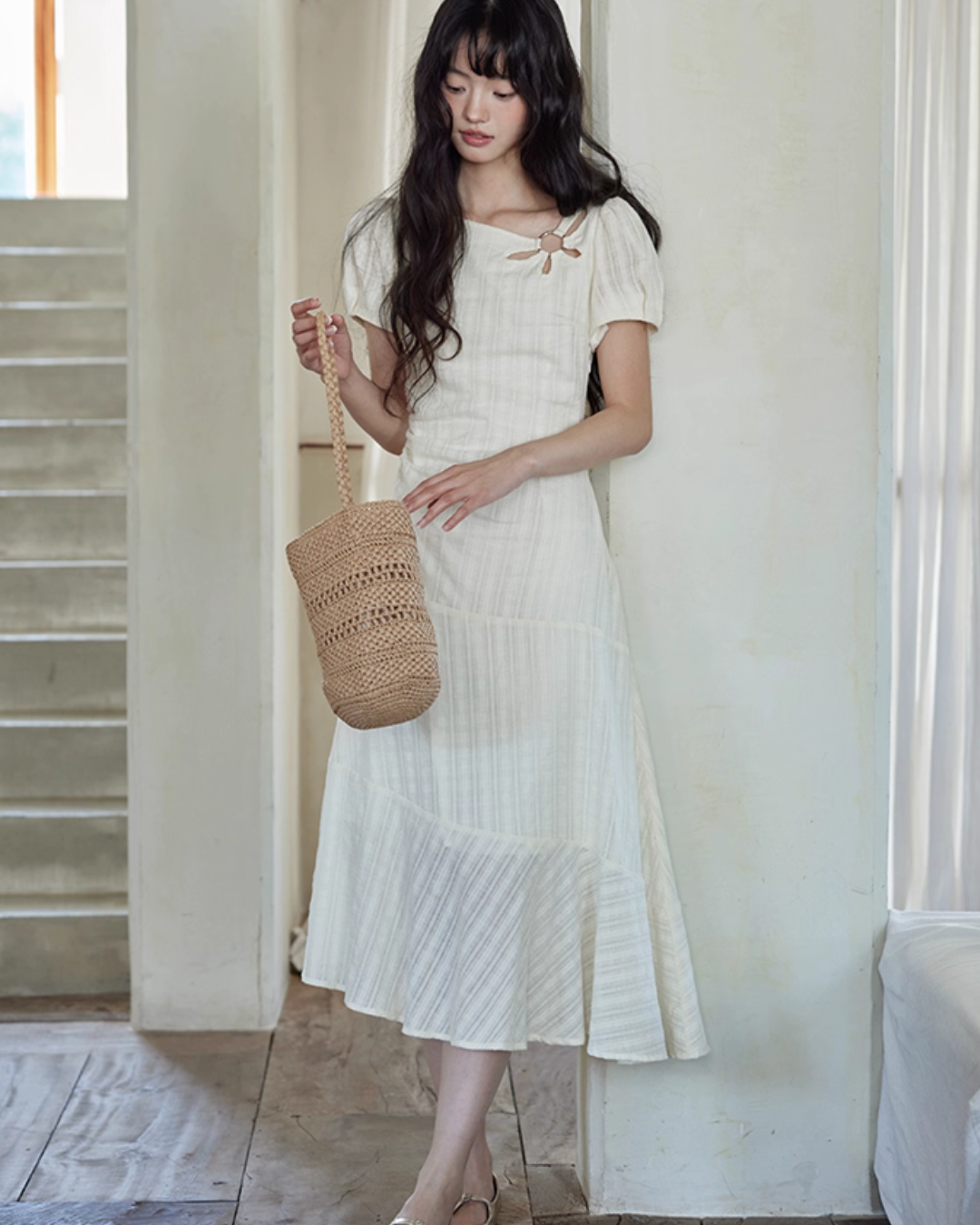 Cotton Apricot Long Dress SMS0026