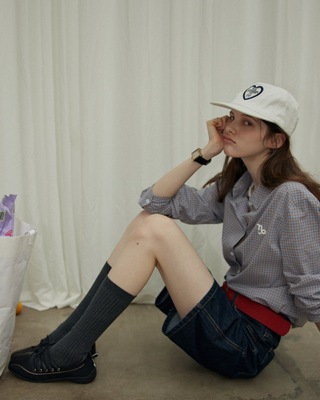 Gingham Check Long-Sleeve Shirt RLZ0012