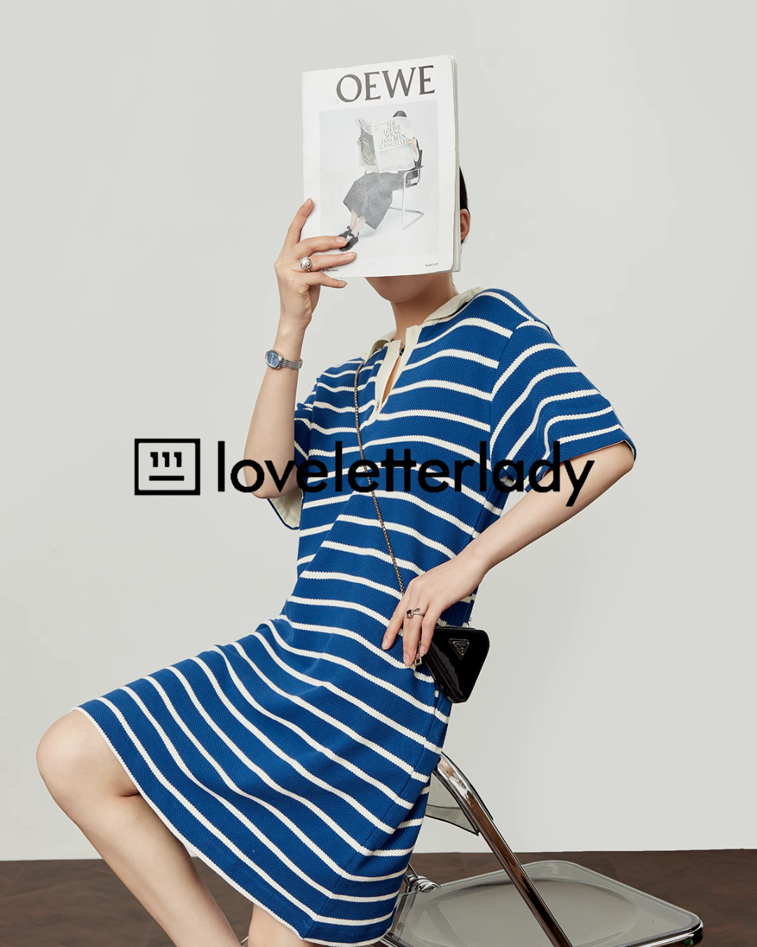 Border Short Sleeve Knit Dress LLA0440