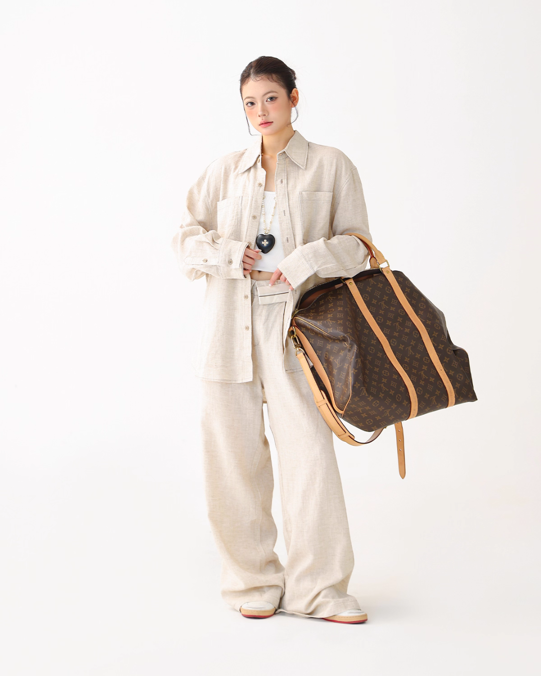 Relax Linen Long Sleeve Shirt / Wide Leg Pants ACS0287