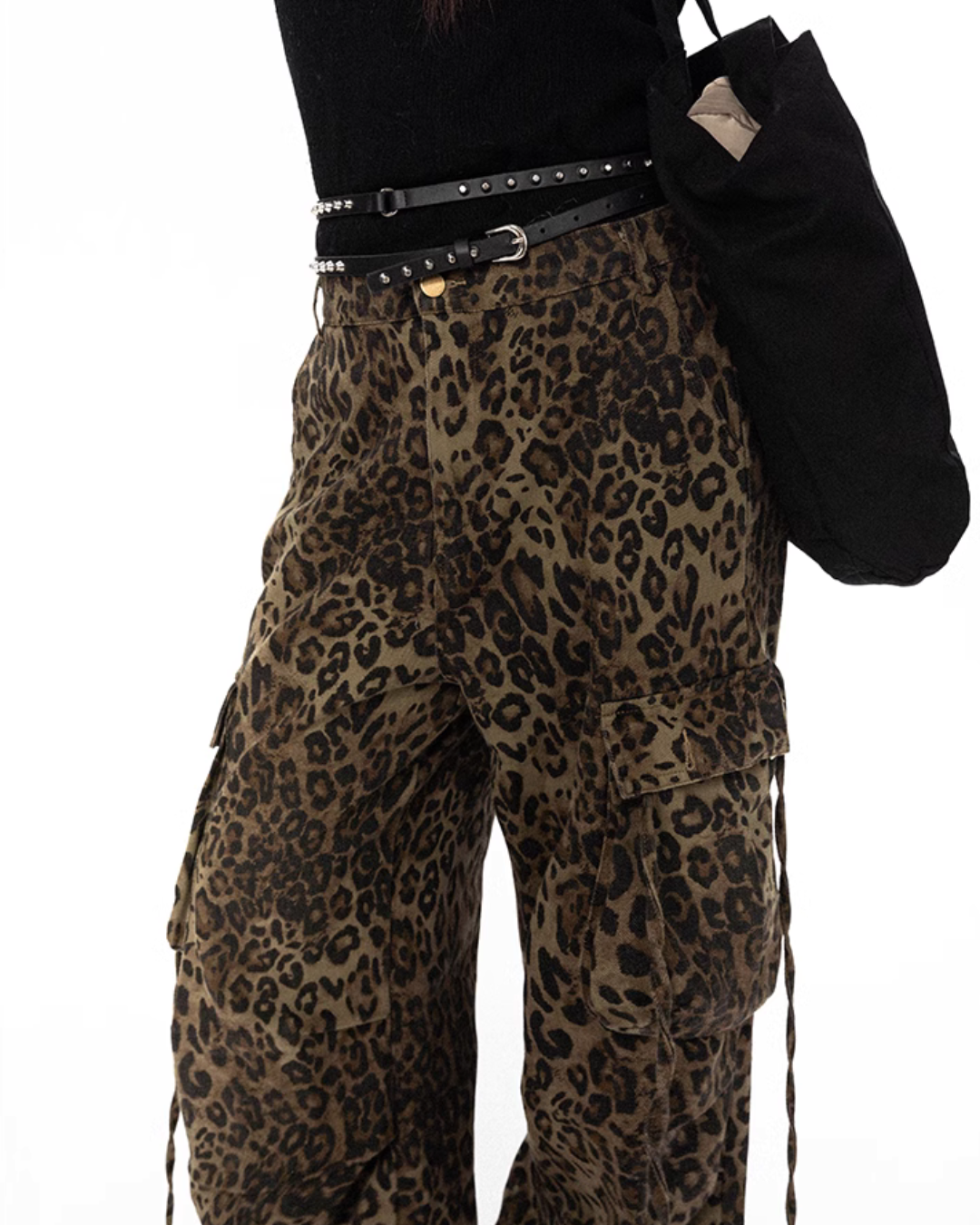 Leopard Wide Cargo Pants BLB0030