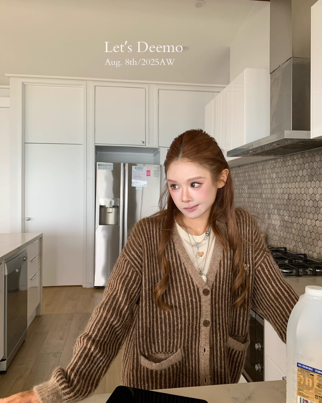 V-Neck Striped Cardigan DEM0017
