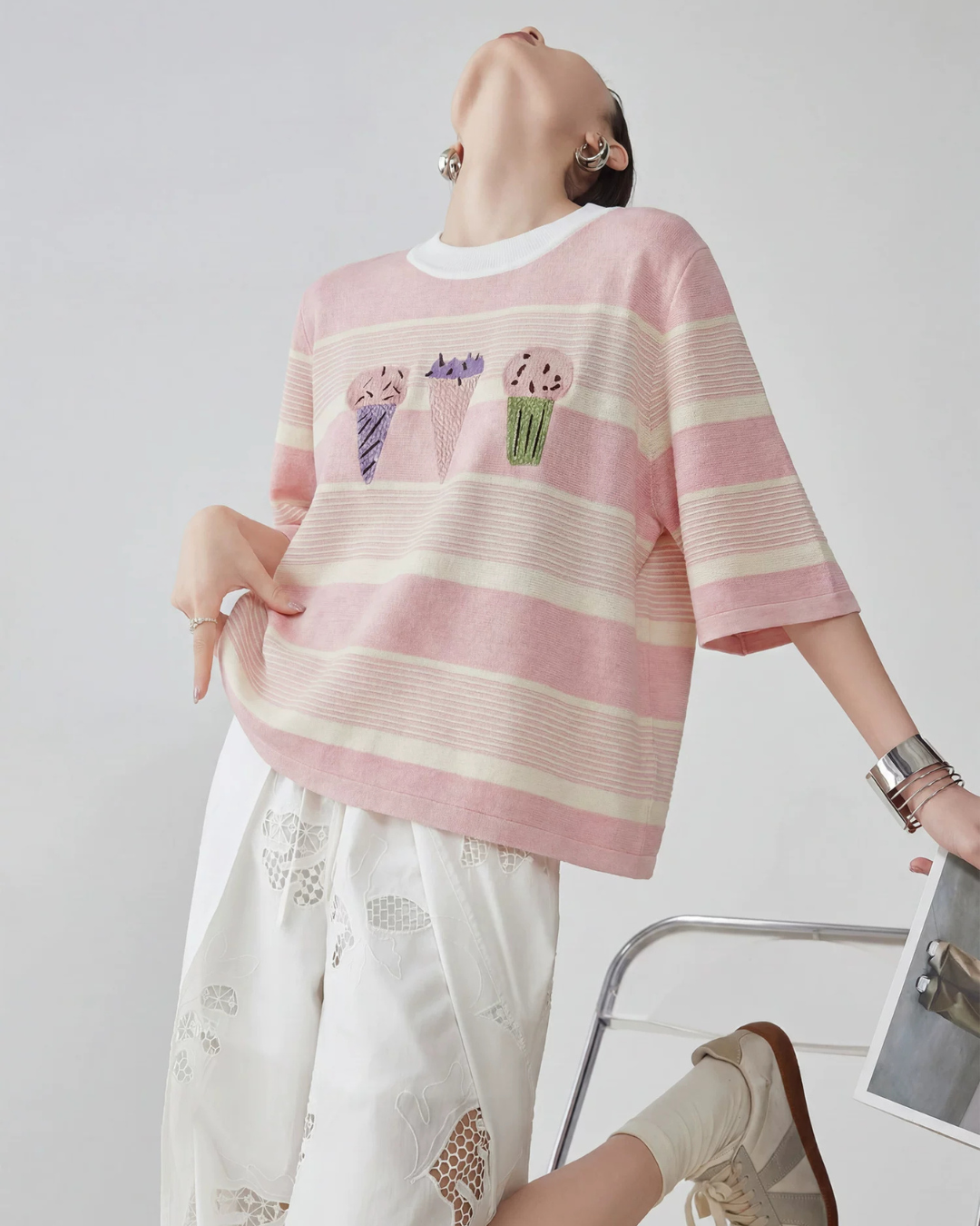 Ice Cream Short-Sleeve Summer Knit FER0259