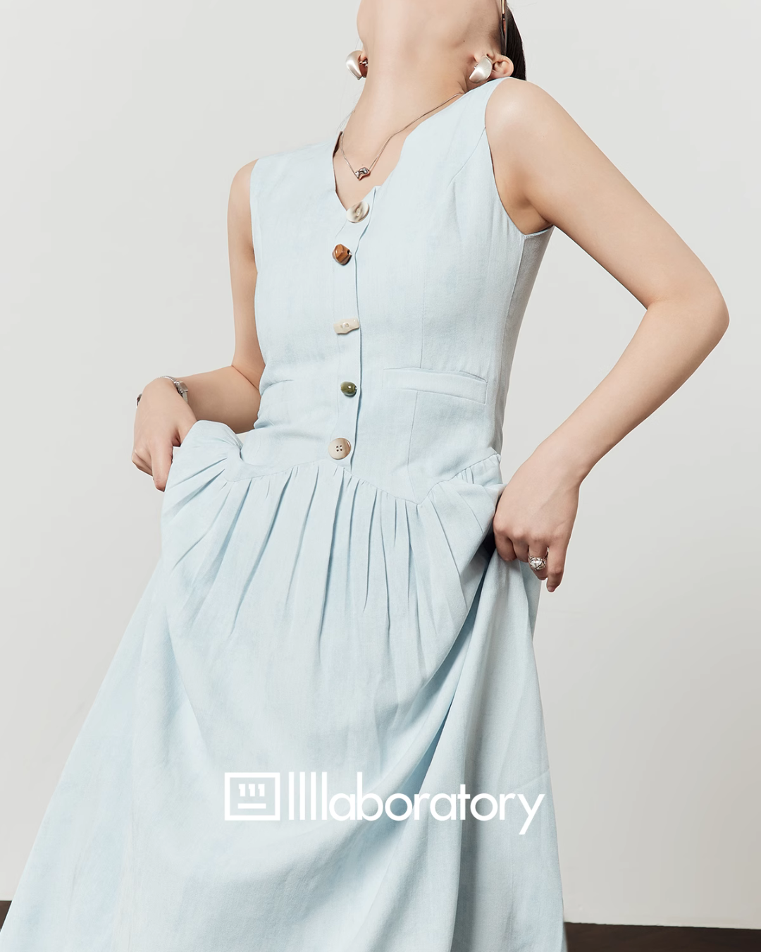 Light Blue Vest Dress LLA0446