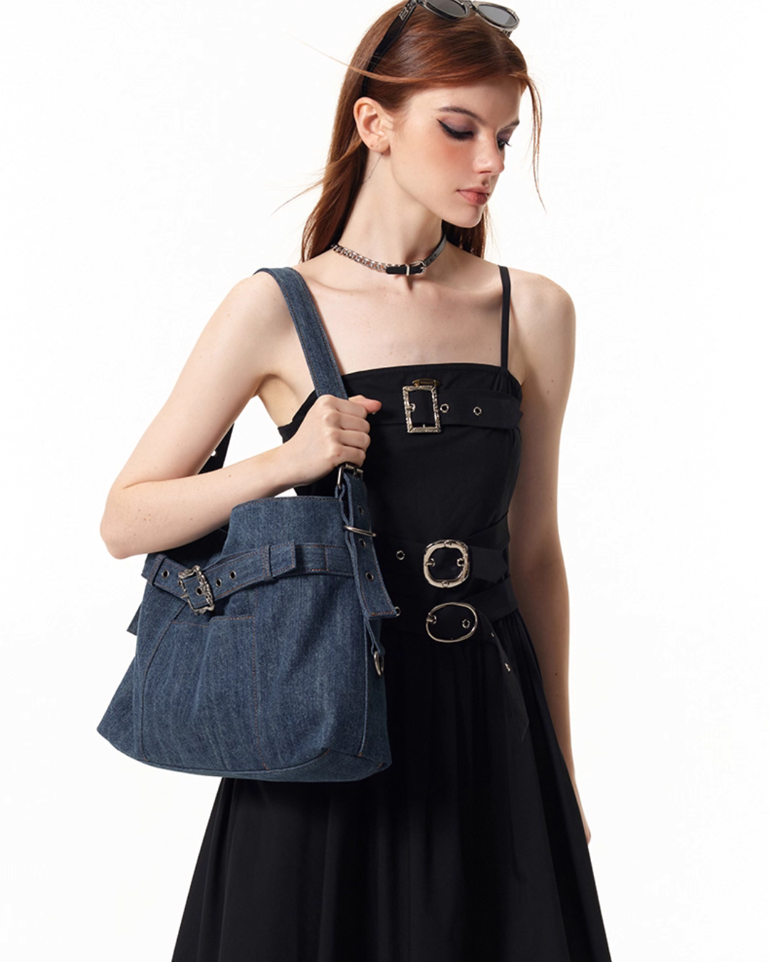 Belt Denim Fabric Shoulder Bag VSE0068