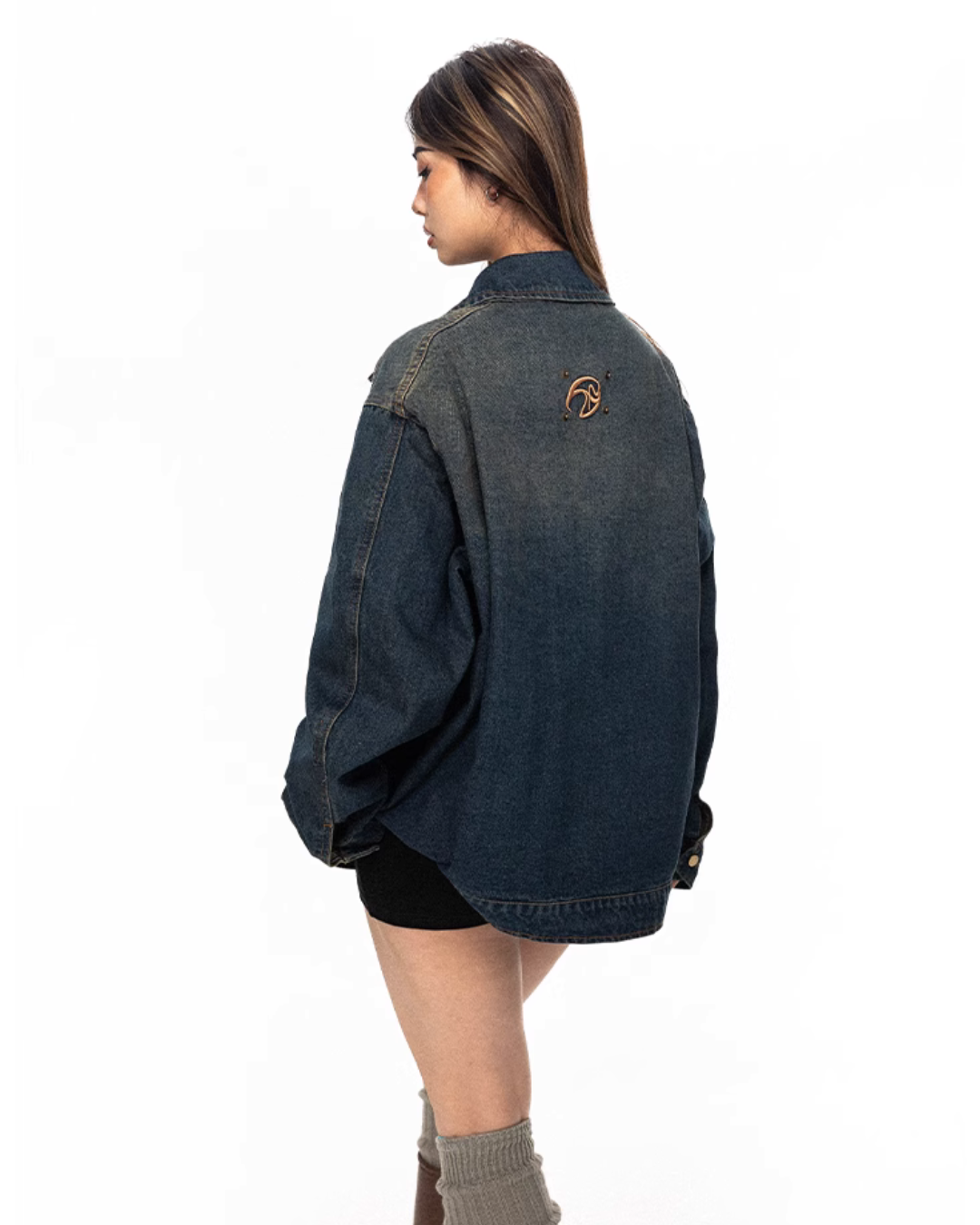 Vintage Washed Gradient Denim Jacket BLB0025