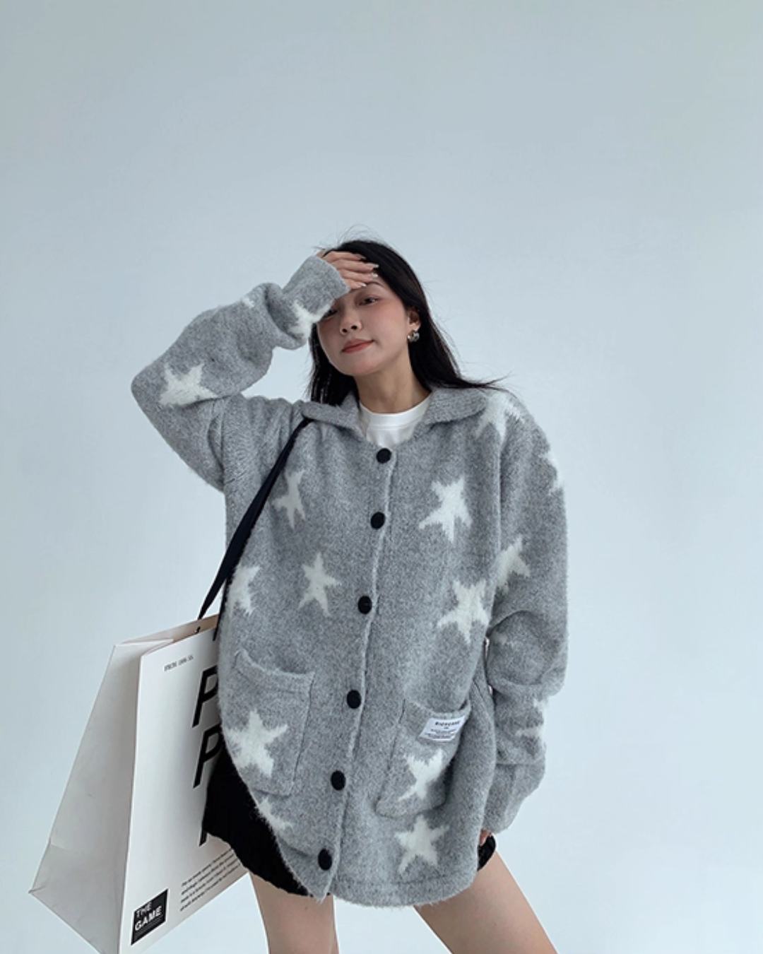 Star-Patterned Knit Cardigan YLS0952