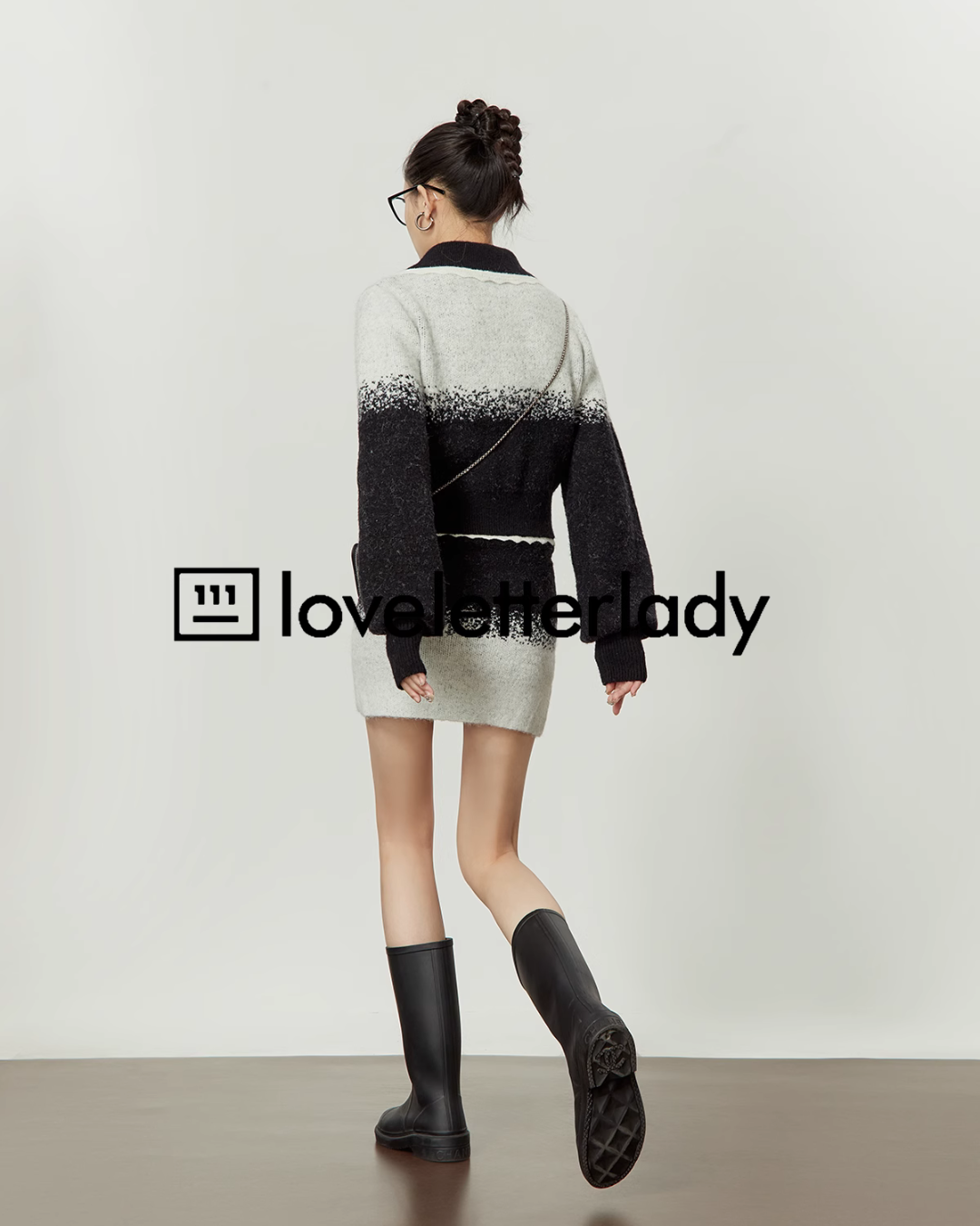 Retro Black And White Gradient Knit / Skirt LLA0326