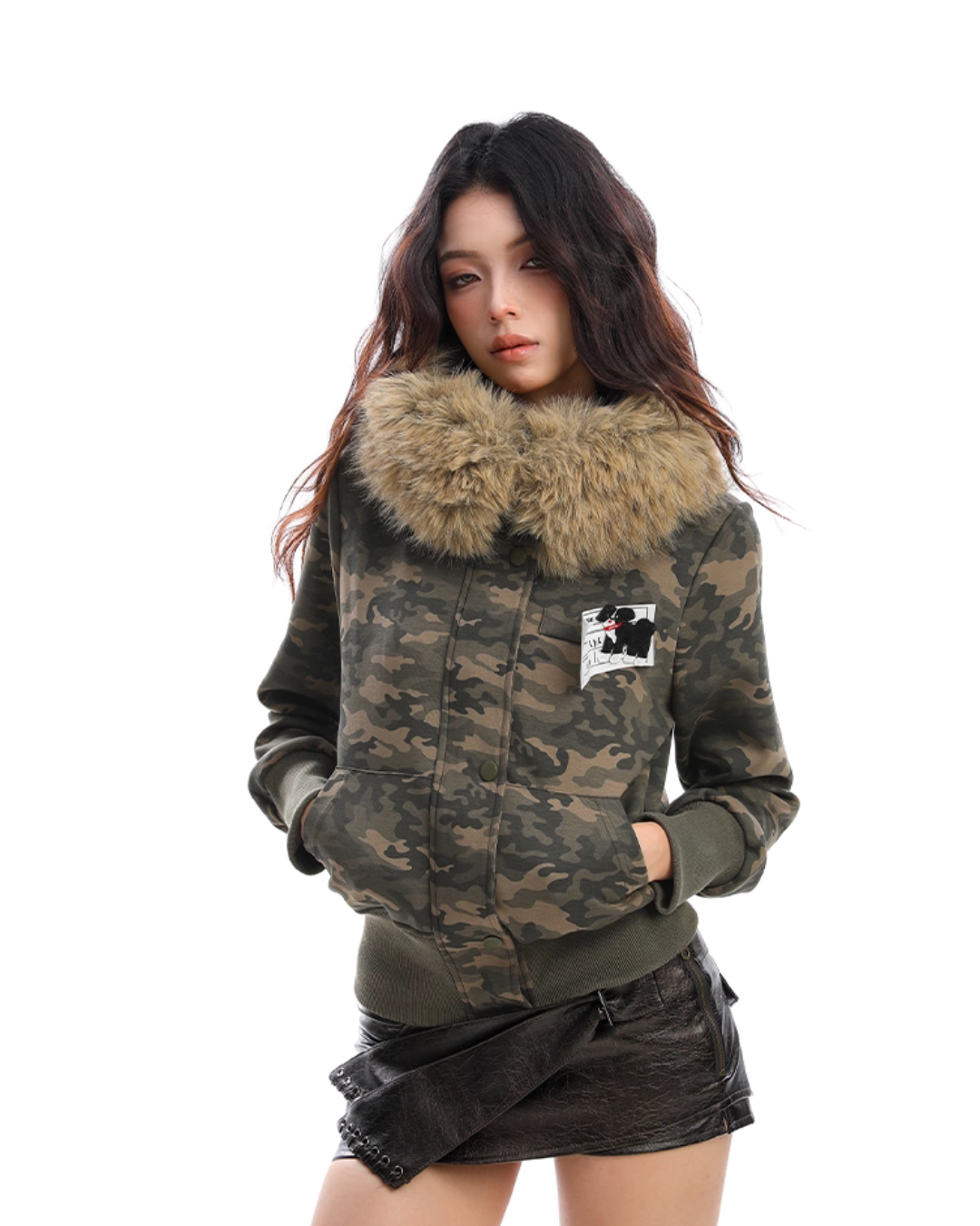 Fur Hood Camouflage Jacket BGS0016