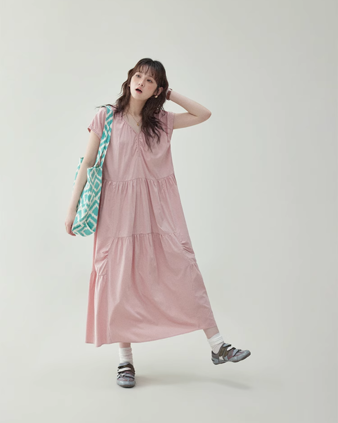 Tiered Flare Long Dress AMU0015