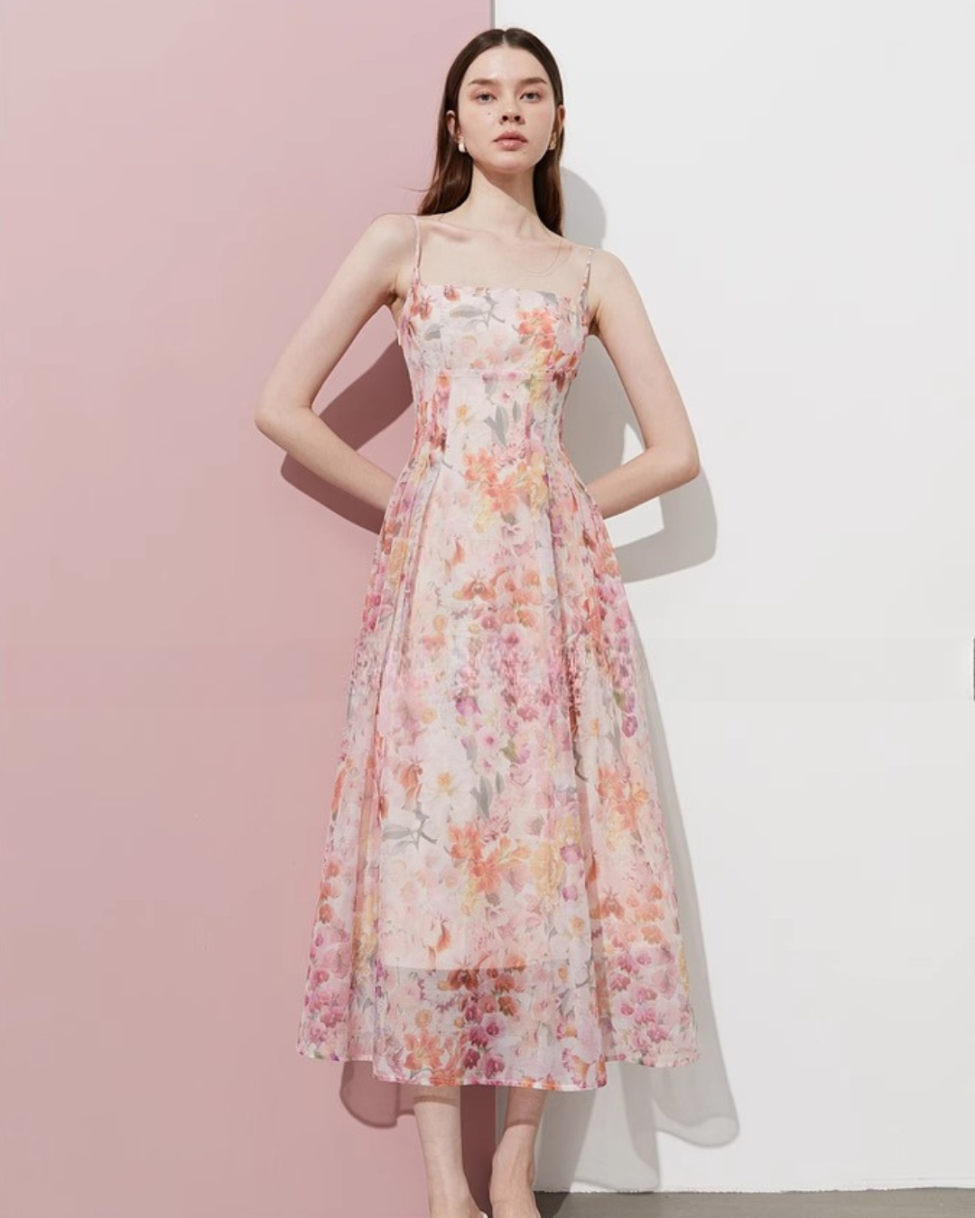 Flower Pattern Flare Dress DPY0058