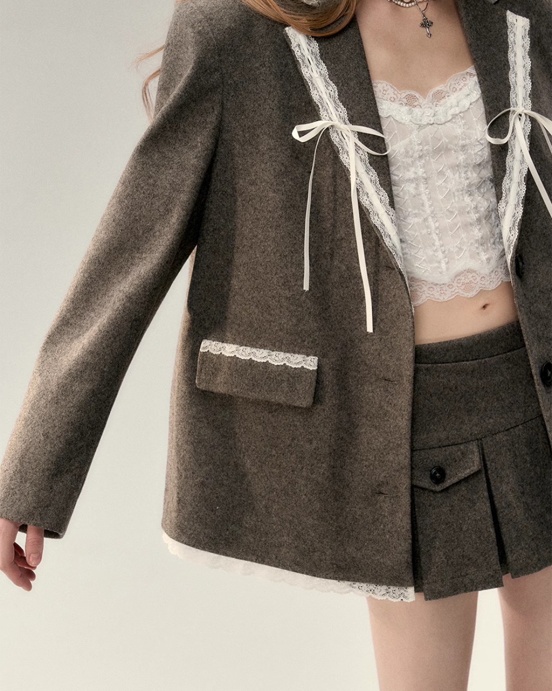 Ribbon Lace Design Jacket VPT0005
