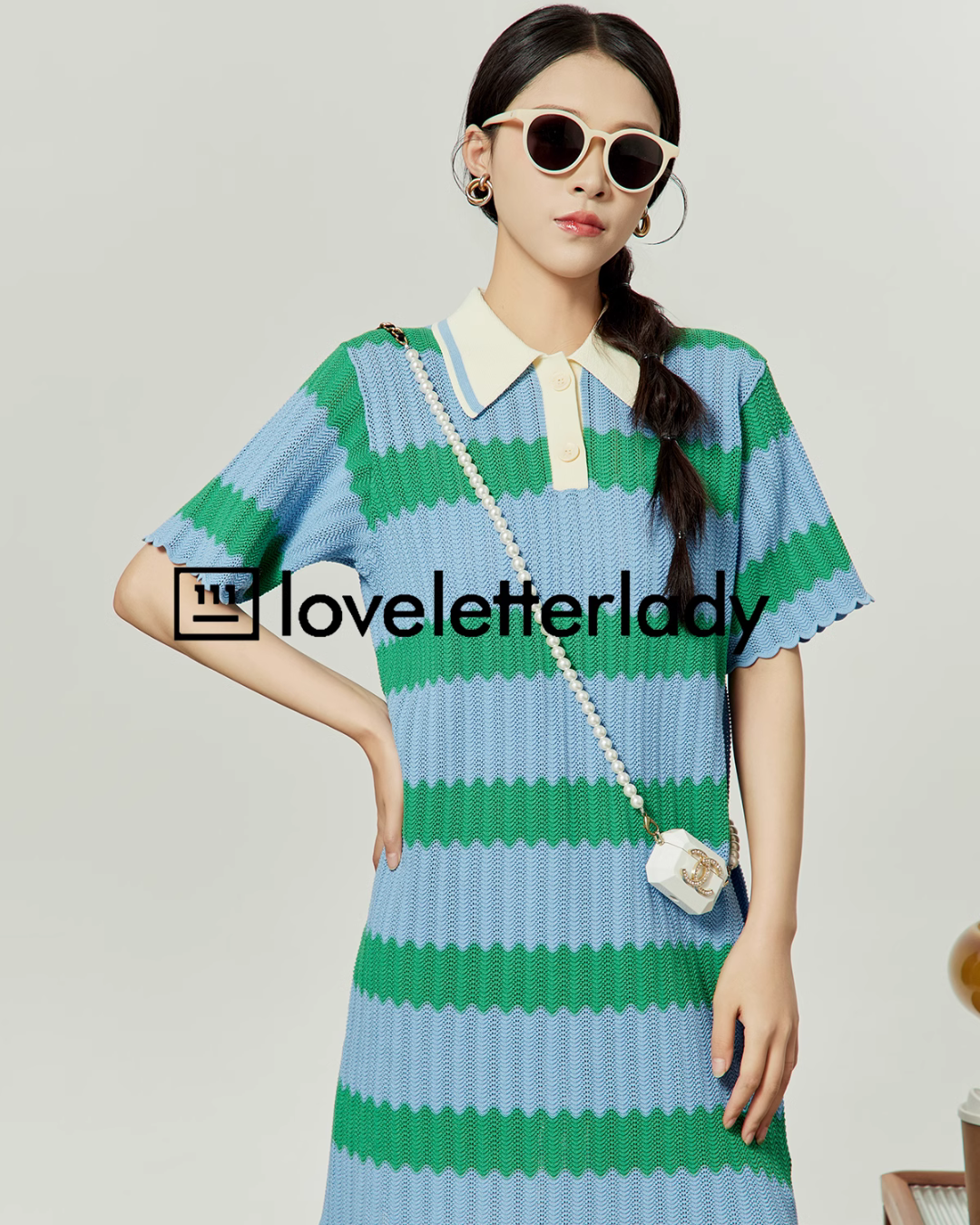 Polo Knit Border Dress LLA0054