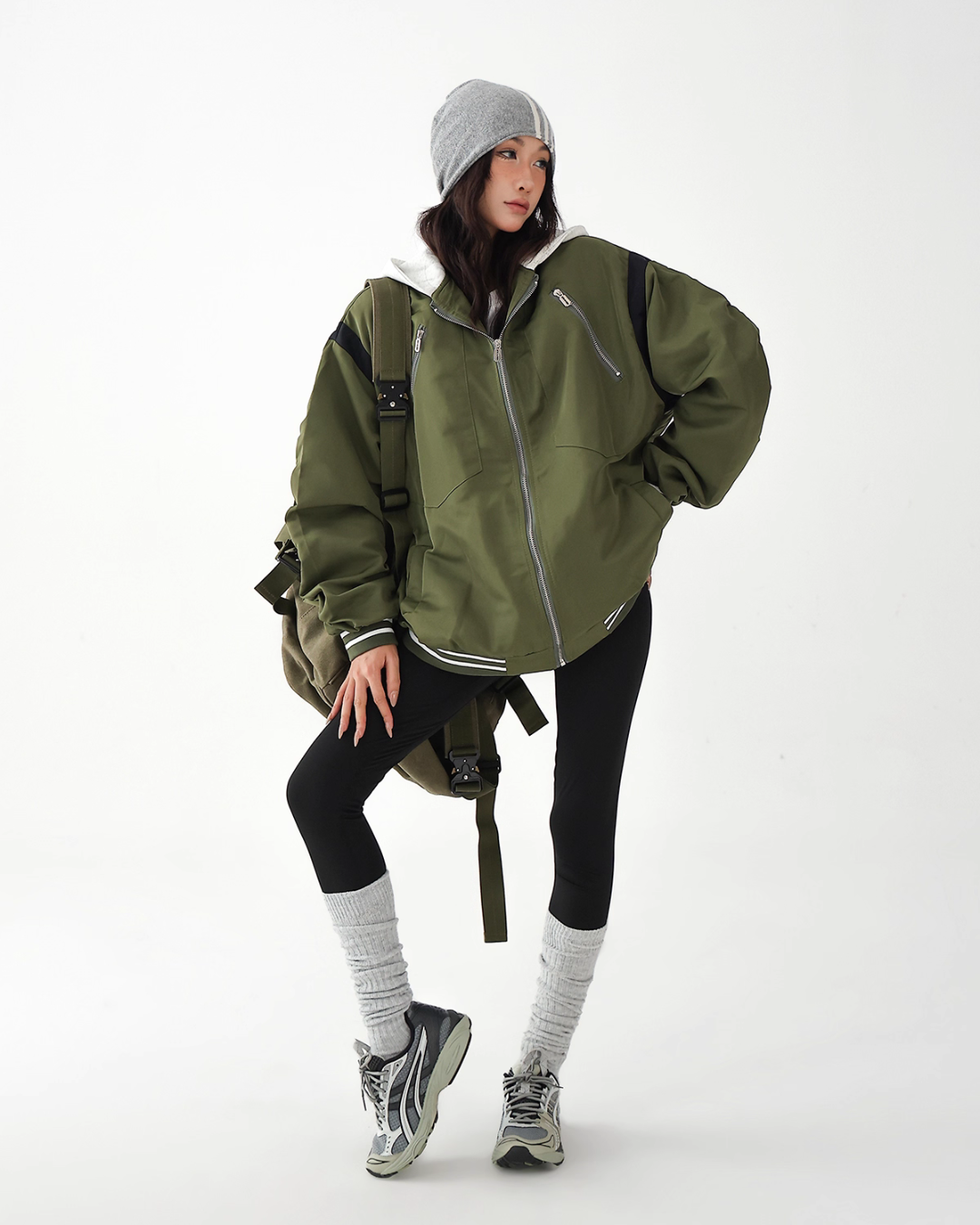 Retro Color Patchwork Hood Jacket ACS0286