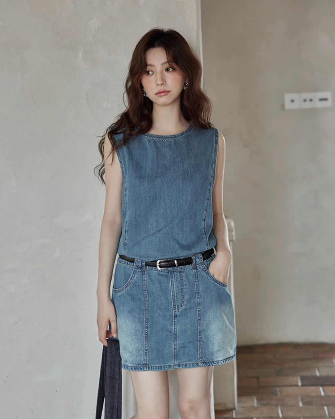 Sleeveless Denim Mini Dress SMS0016