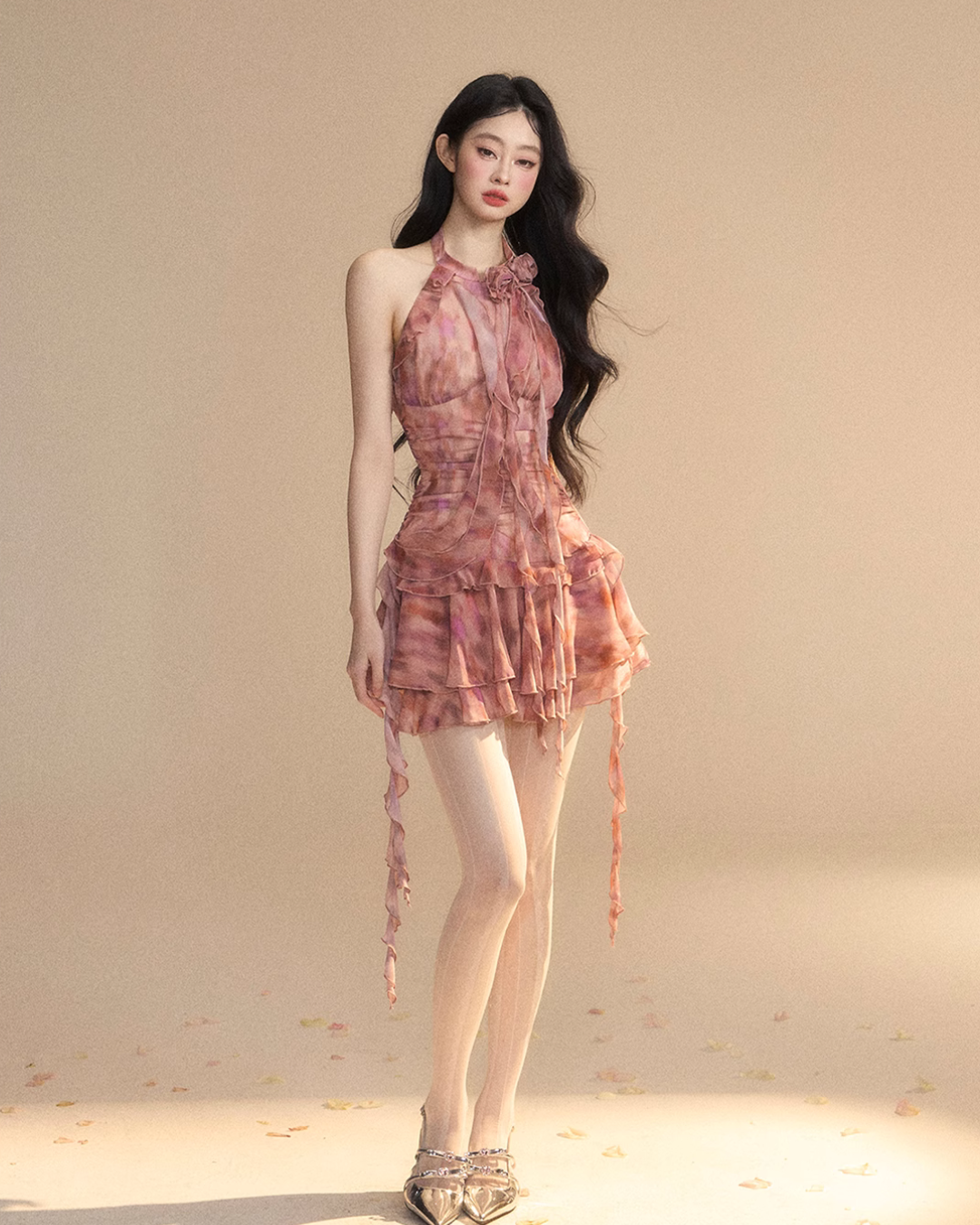 Halter Neck Red Frill Dress LAS0018
