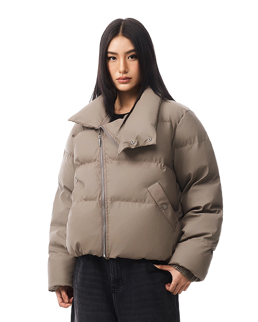 Zipper Stand Collar Short Down Jacket FDR0011