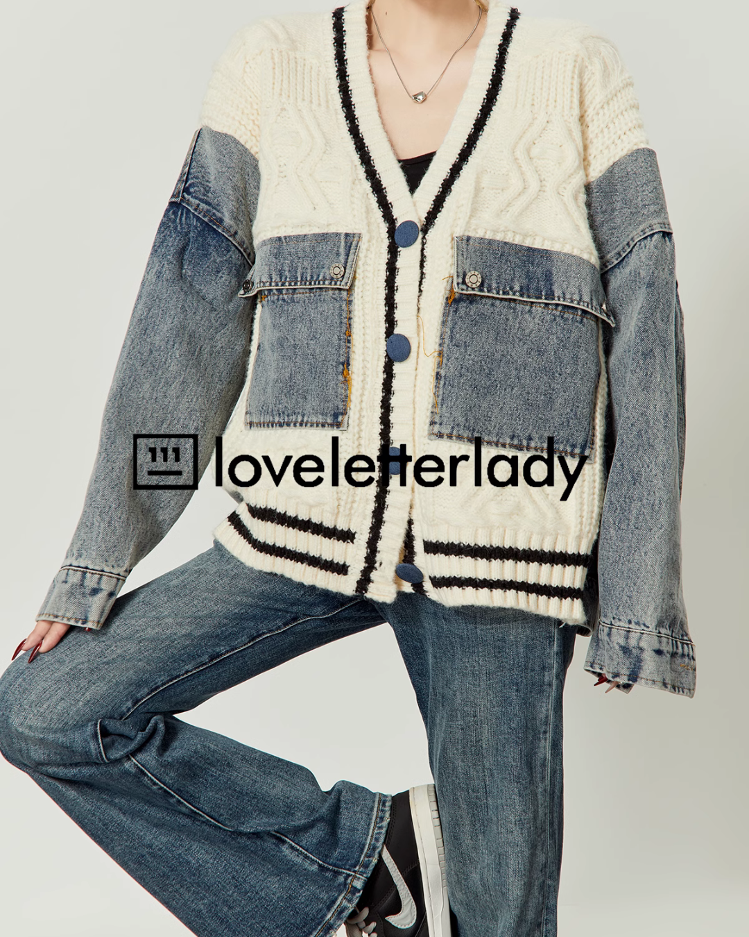 Vintage Stitched Denim Knit Jacket LLA0407