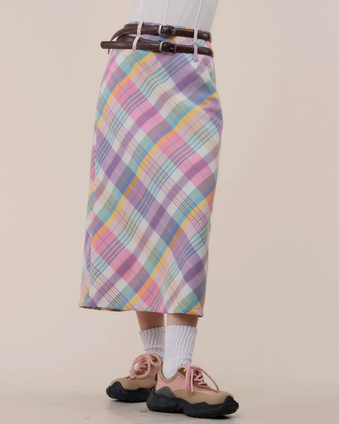 Retro High Waist Plaid Skirt ZZF0306