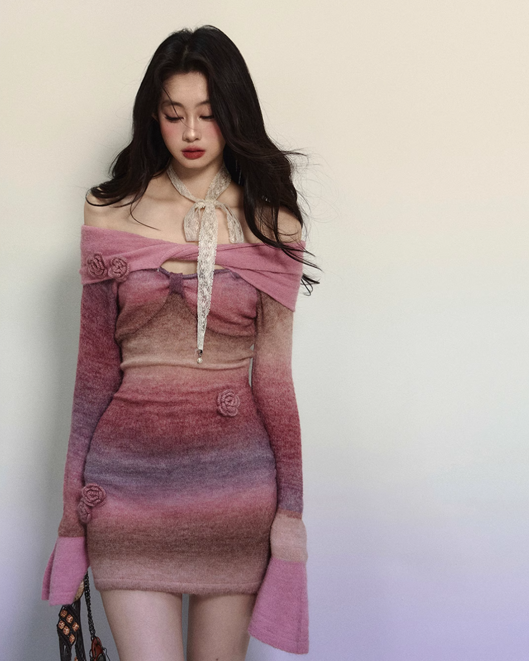 Off Shoulder Gradient Tight Dress LAS0026