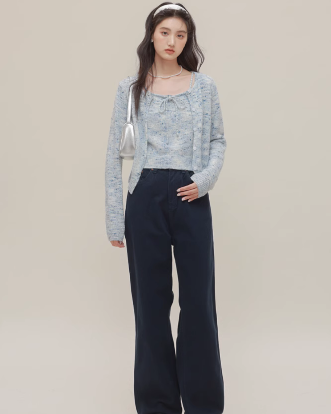 Mix Fancy Knit Cardigan / Knit Camisole CHS0007