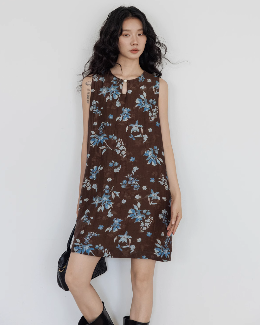 Retro Flower Design Sleeveless Dress VAS0102
