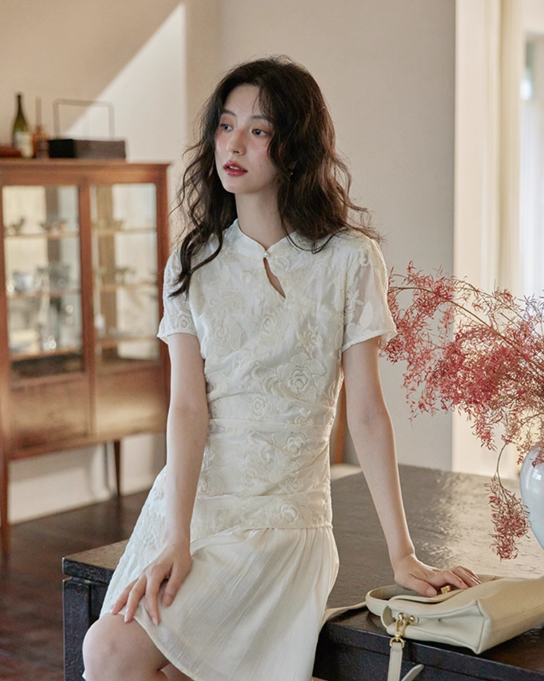 China Embroidery Flower Dress SMS0015