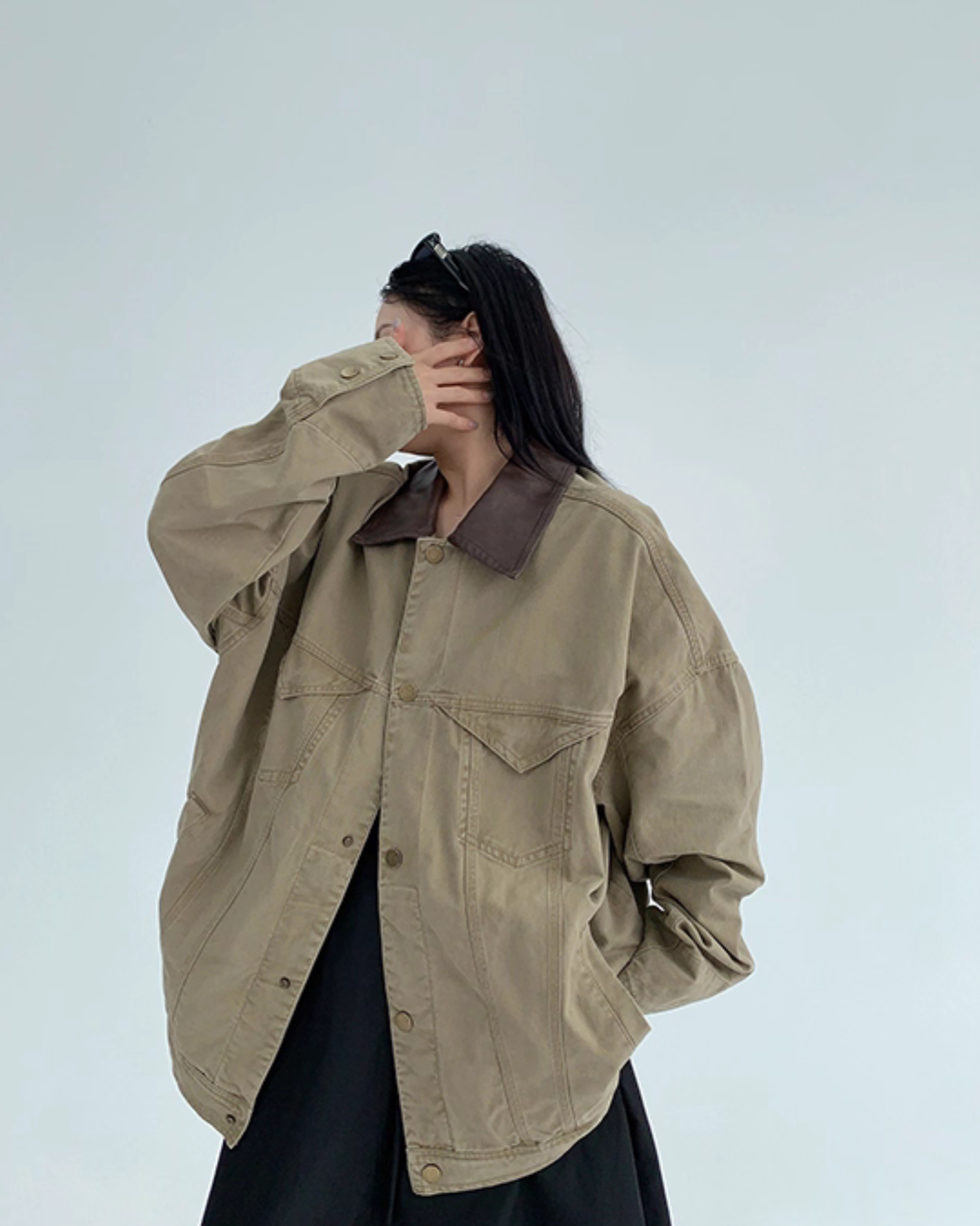 Leather Collar Military Jacket YLS0914