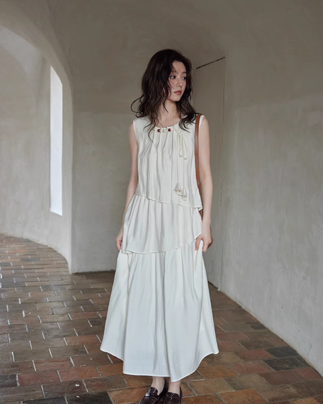 Asymmetrical Tiered Dress / Summer Knit Cardigan SMS0001