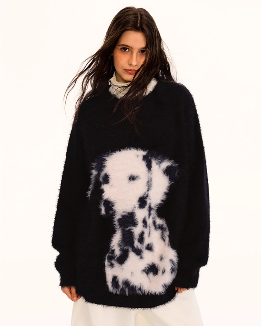 Dalmatian Shaggy Knit Tops ZTS0008