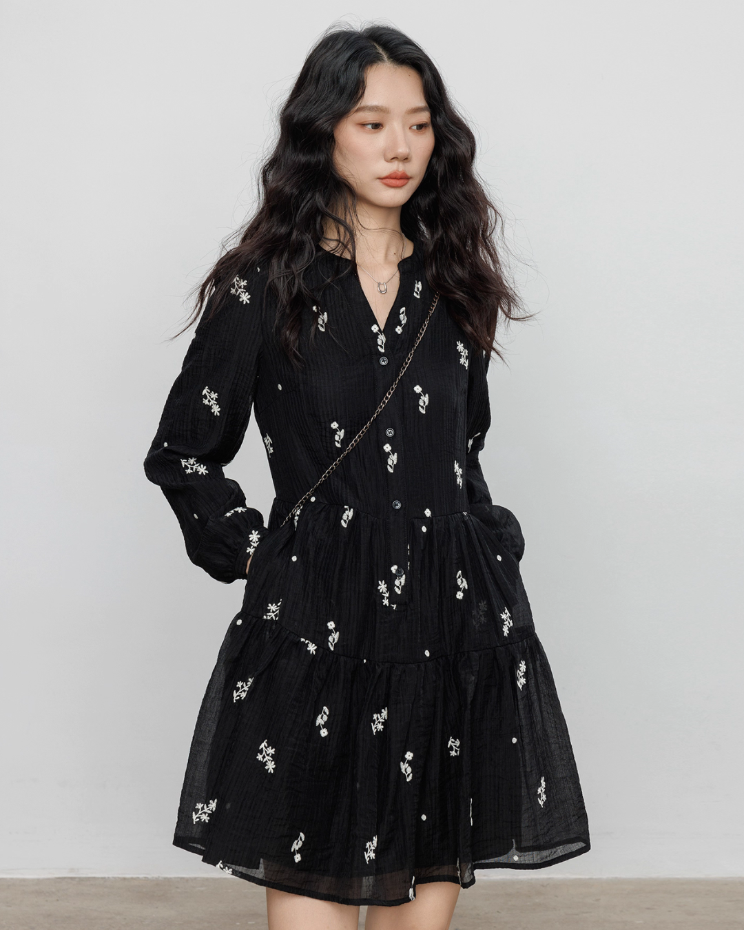 Flower Patterned Flare Dress VAS0146
