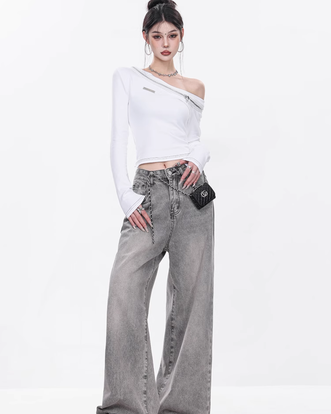 Slit Wide Denim Pants ABW0016
