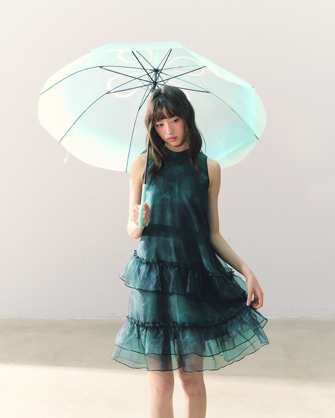 Dark Green Chiffon Dress CAS0005