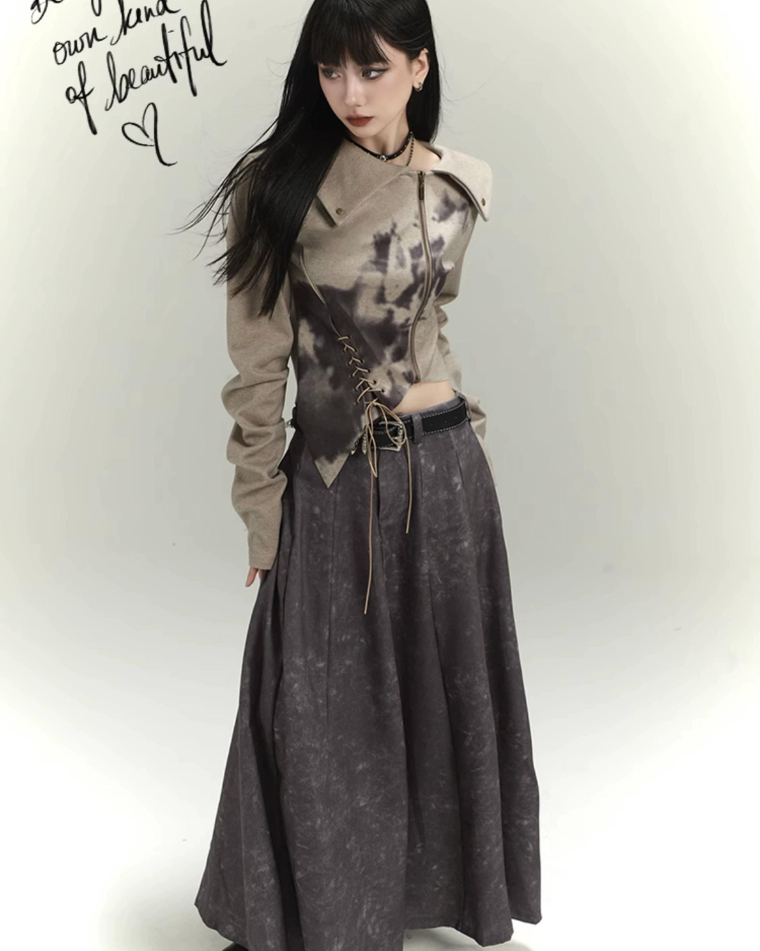 Asymmetrical Zip Long Sleeve Top lgh0017