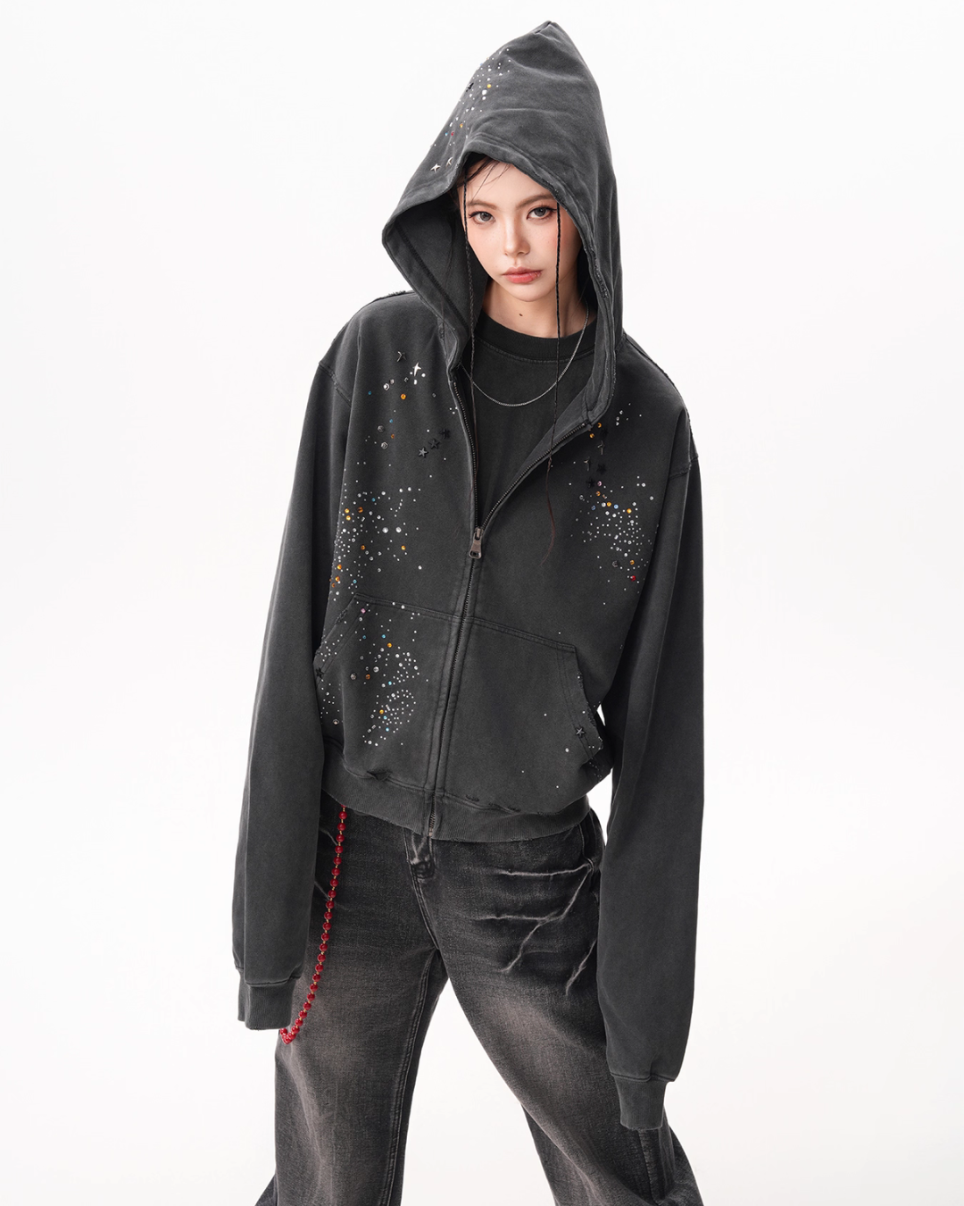 Vintage Sequin Zip Hoodie BWA0001
