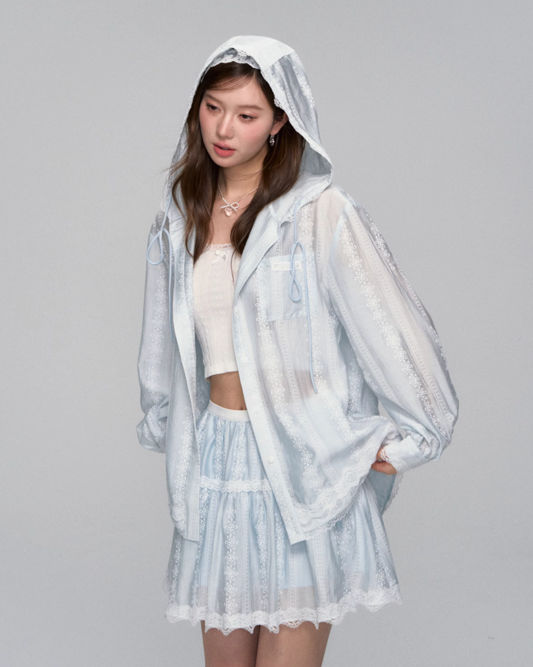 Sheer Windbreaker Jumper / Flare Skirt ASG0045