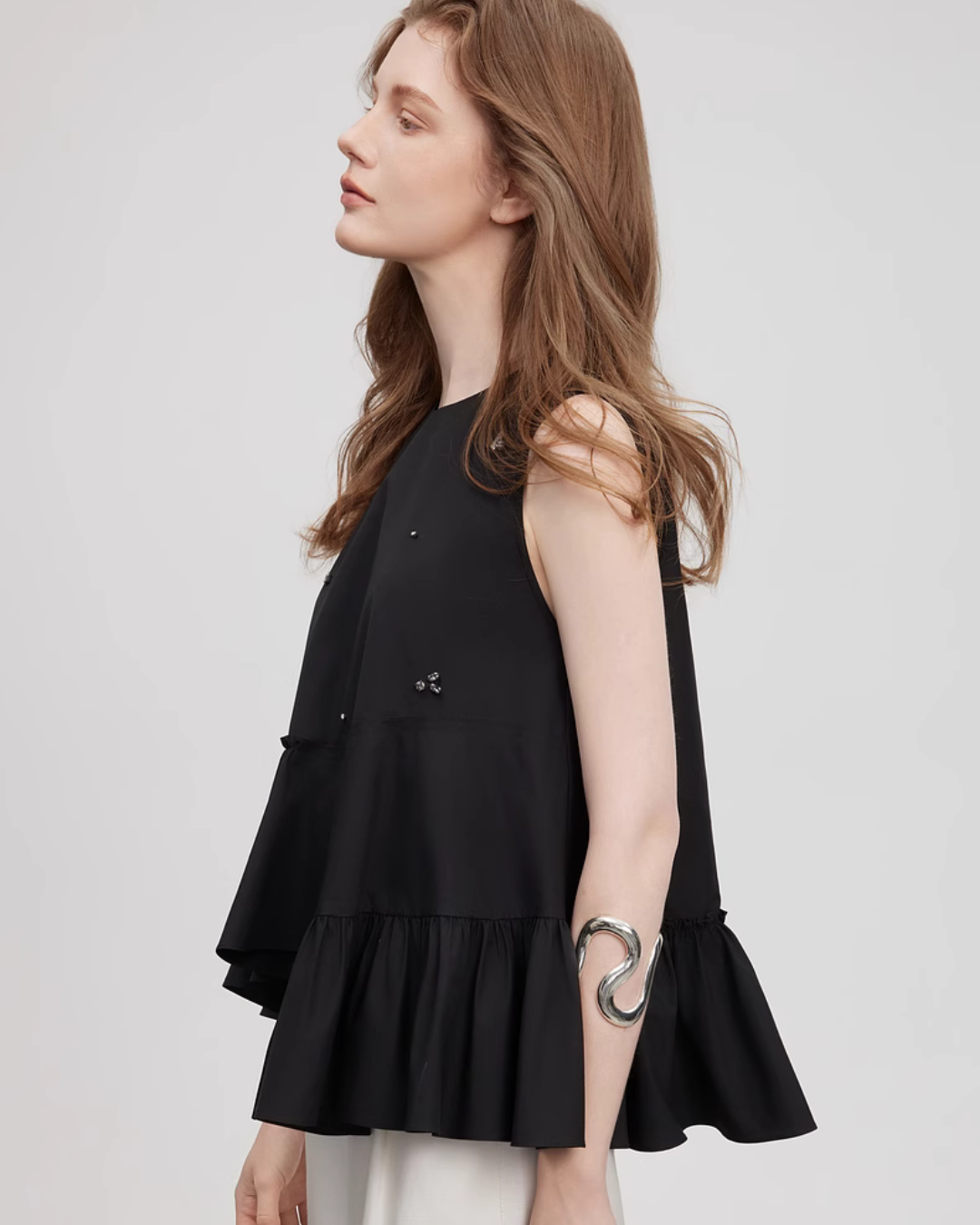 Asymmetrical Tiered Tank Top ELE0014
