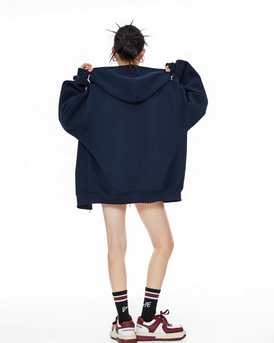 Oversized Drawstring Full Zip Hoodie ICM0073