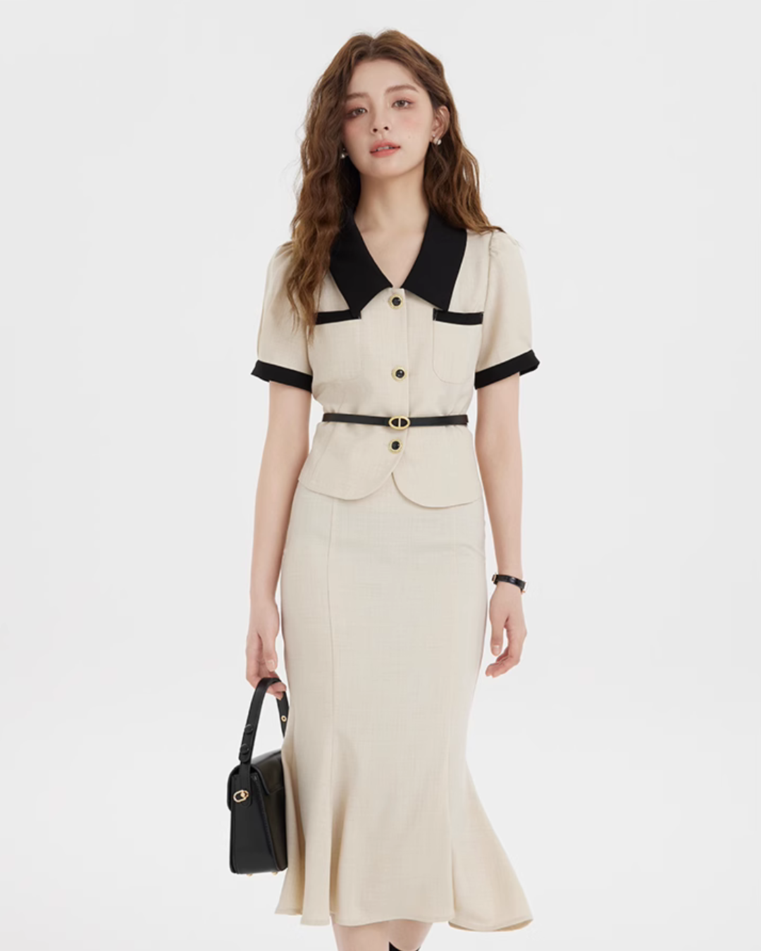 Color Blocked Tops & Line Flare Skirt LSN0002