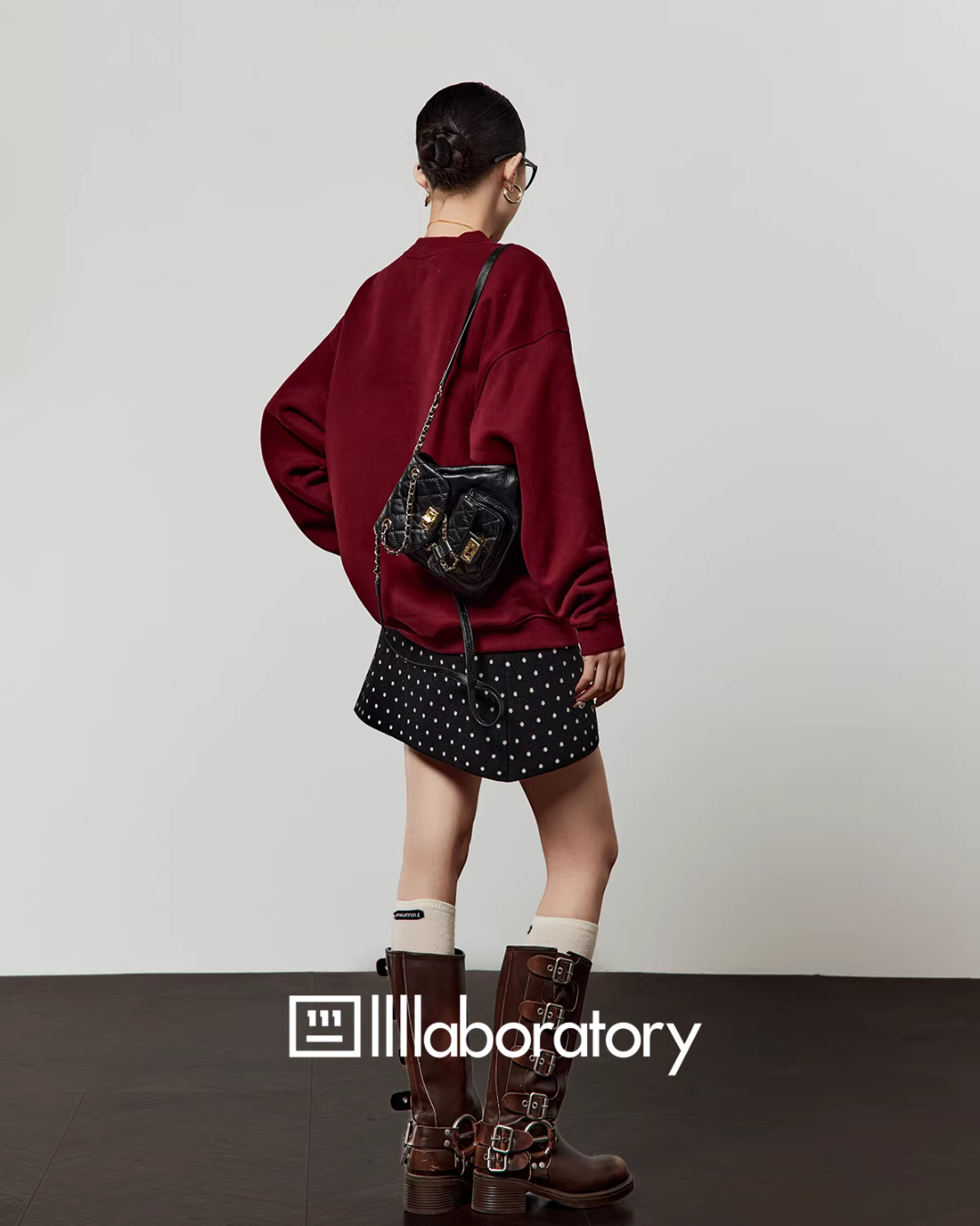 Bow Leopard Sweatshirt / Polka Dot Mini Skirt LLA0614