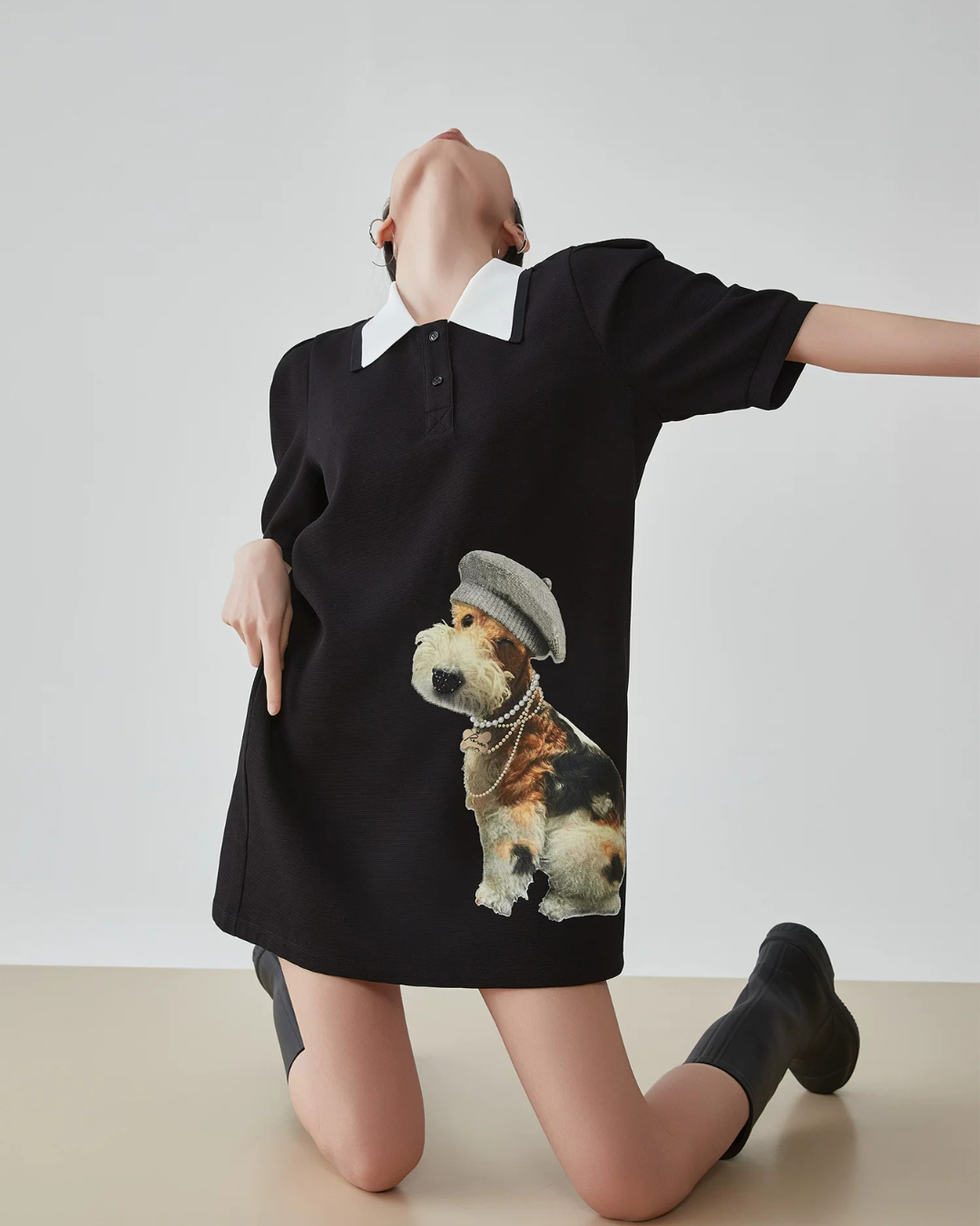 Dog Graphic Polo Dress FER0202