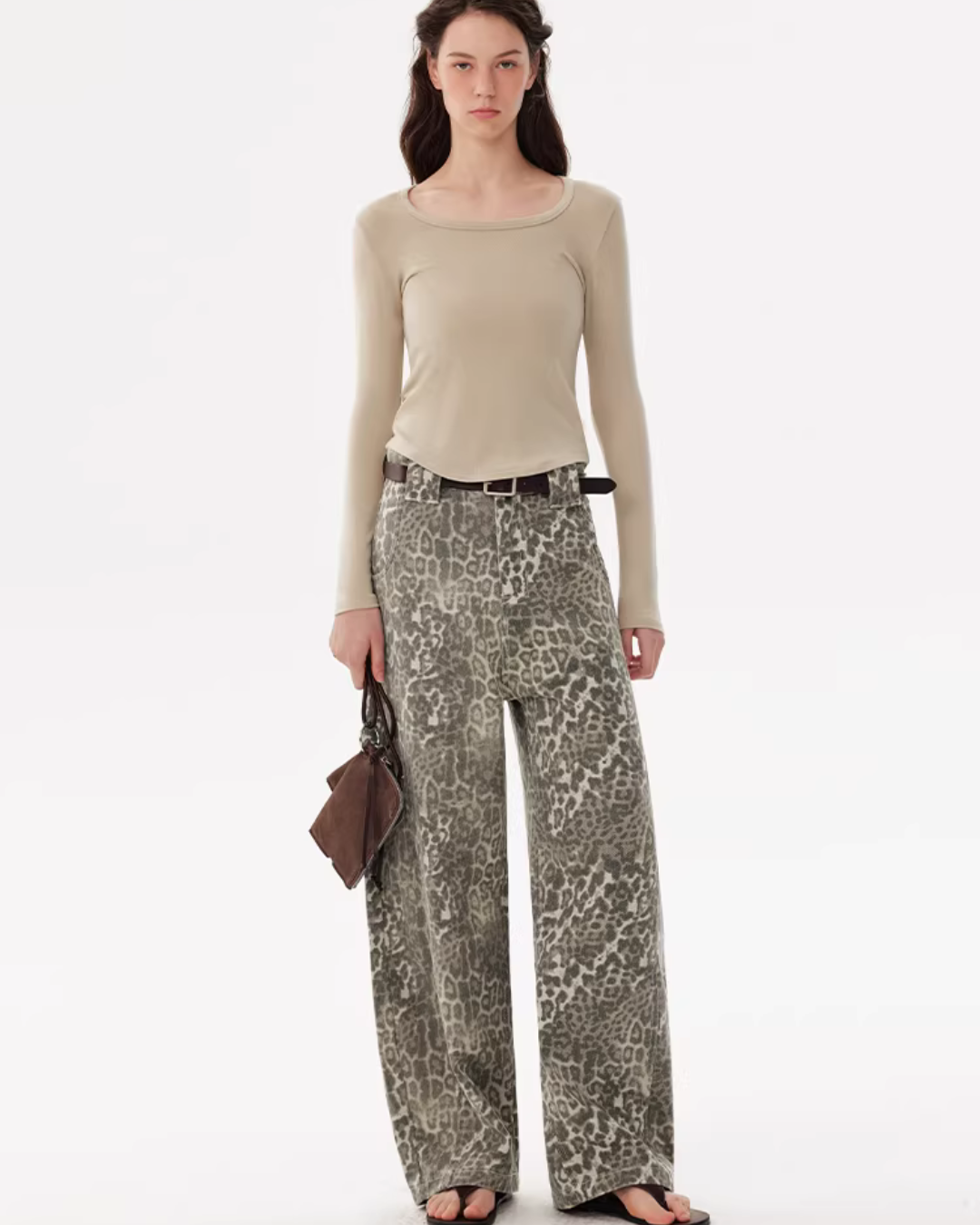 Leopard Washed Curved Pants DEP0002