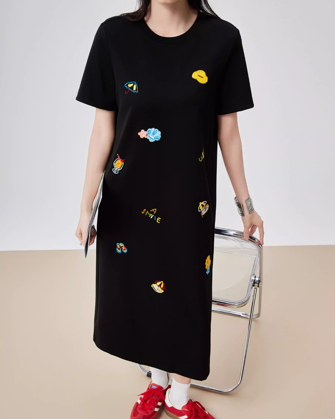 Embroidered T-Shirt Dress FER0104