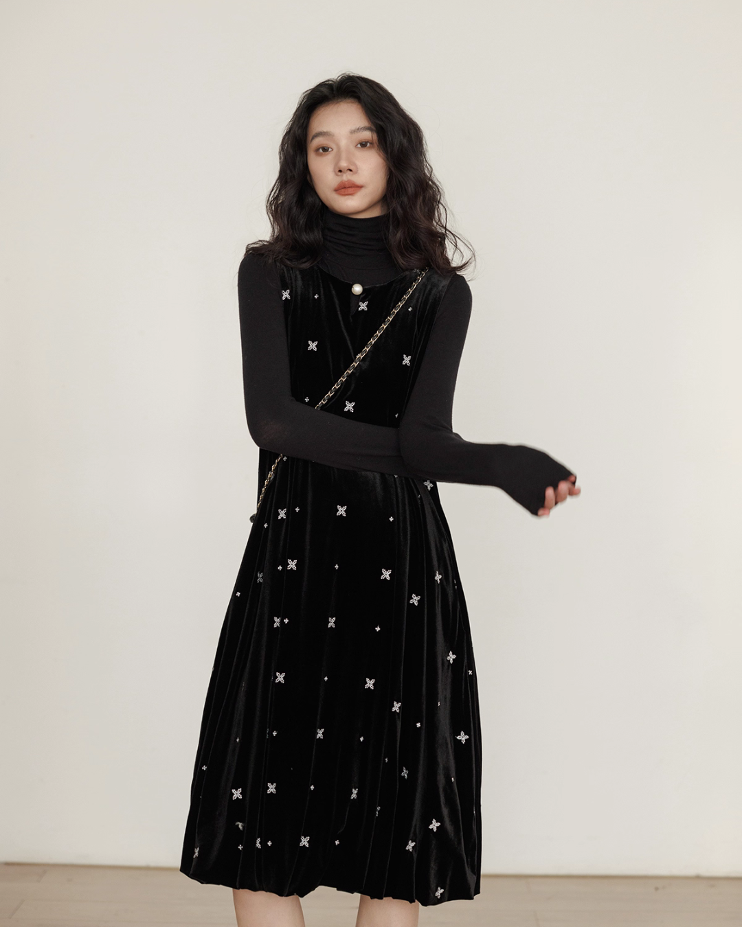 Sleeveless Velour Elegant Dress VAS0142