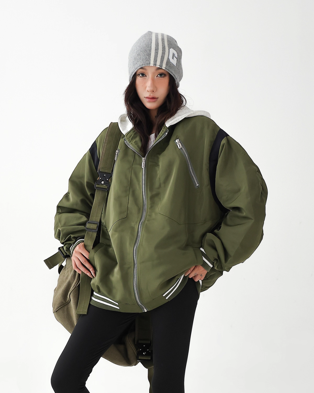 Retro Color Patchwork Hood Jacket ACS0286