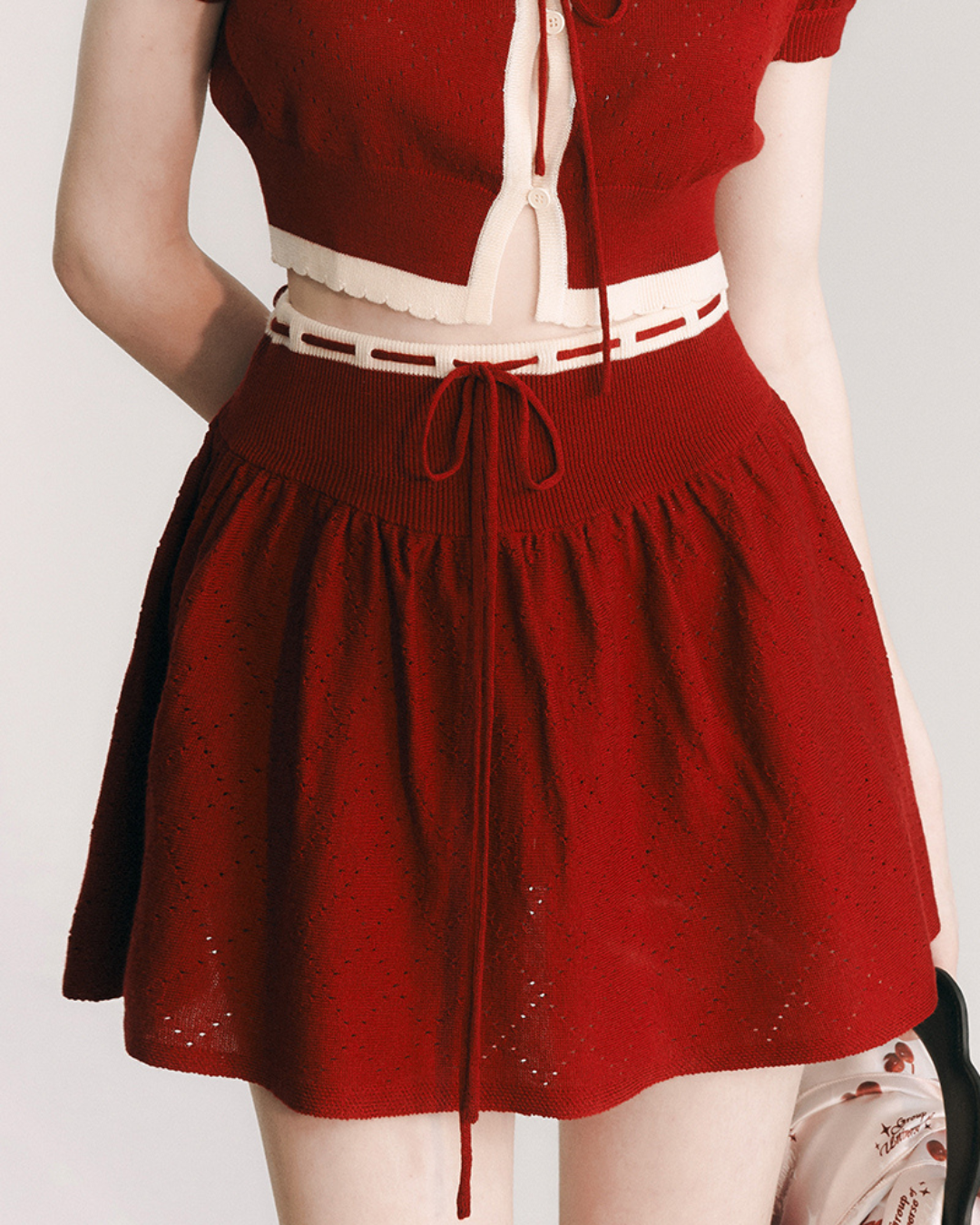 Merino Wool Knitted Cardigan & Flared Skirt GOU0114