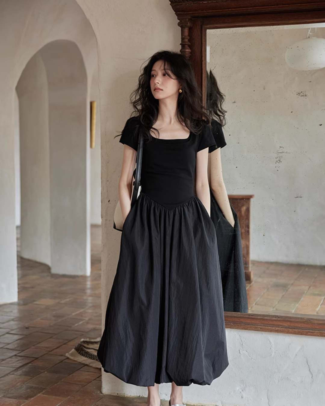 Square Neck Balloon Dress SMS0004